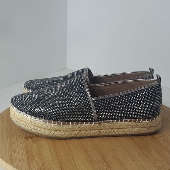 Steve Madden Chopur Embellished Espadrilles Silver Glitter Flats Size 6.5 B - Picture 4 of 9